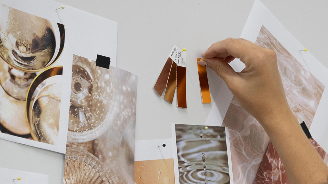 Mood board with various gold embossed foils from KURZ