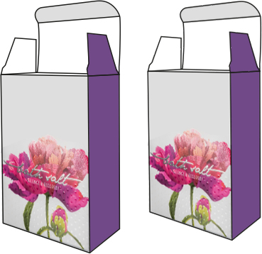 Rendering of a packaging design with digital KURZ surface finishing
